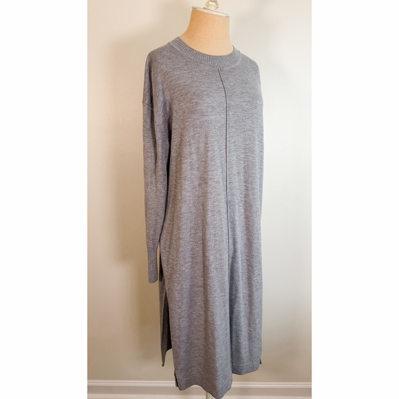 H&M Gray Knit Sweater Tunic Dress With High Side Slits - Picture 9 of 11